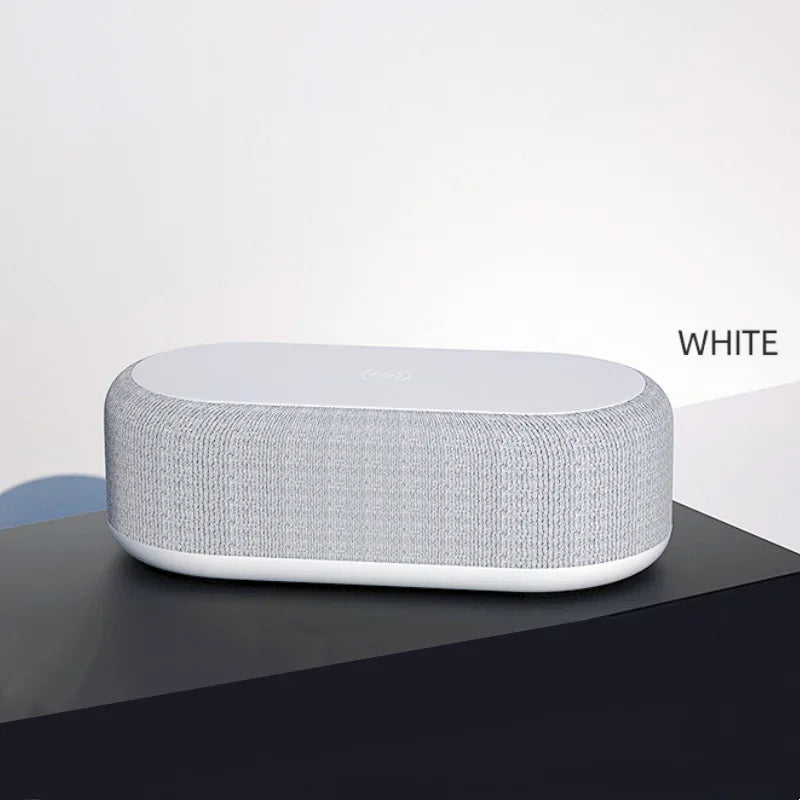 Portable MultiFunction Bluetooth Speaker Night Light Mobile Phone Qi 15W Fast Charging Station Wireless Charger With Alarm Clock