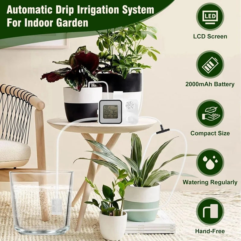 M12kautomatic Drip Irrigation Kit,15 Potted Indoor Houseplants Support,Indoor Automatic Watering System For Plants