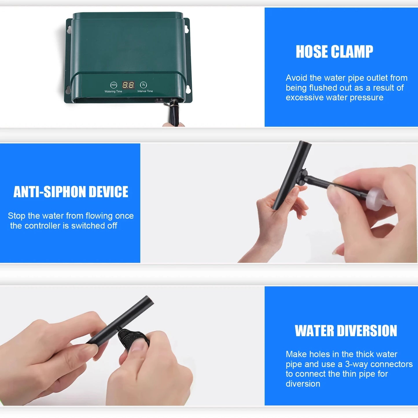 Solar Automatic Drip Irrigation Kit 7 Timing Modes 30 Watering Modes 32.8FT Automatic Watering Irrigation System Set for Garden