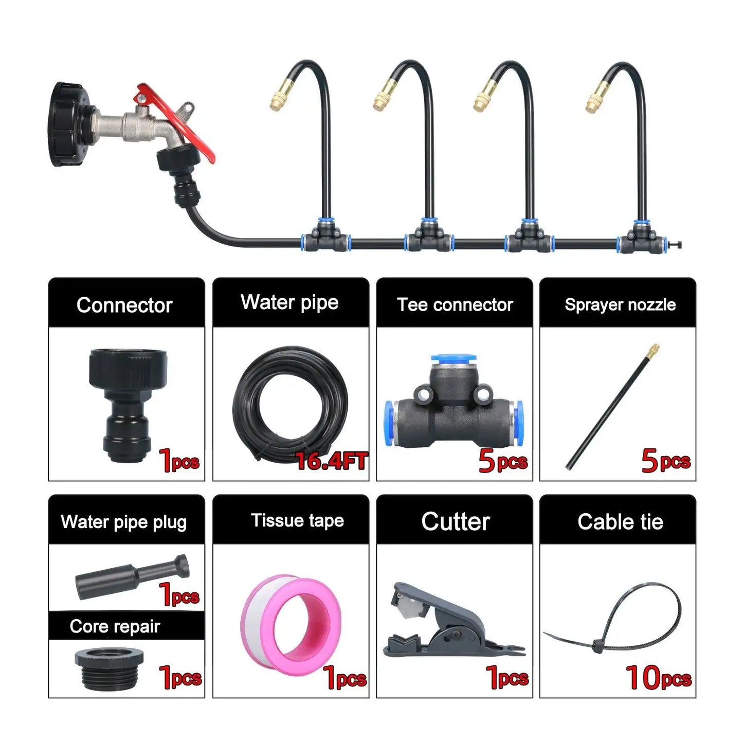 20M-5M DIY Universal Sprayer Kit 360° Curved Garden Automatic Irrigation System for Garden Plant Fogging Watering Irrigation New