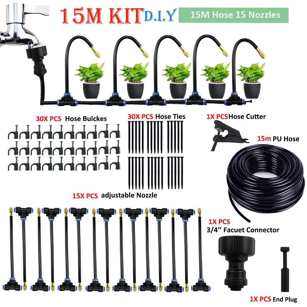 DIY 5-20M Free Bending Universal Spray Kit for Backyard Garden Irrigation Sprinkler Dust Removal Misting Cooling Humidification