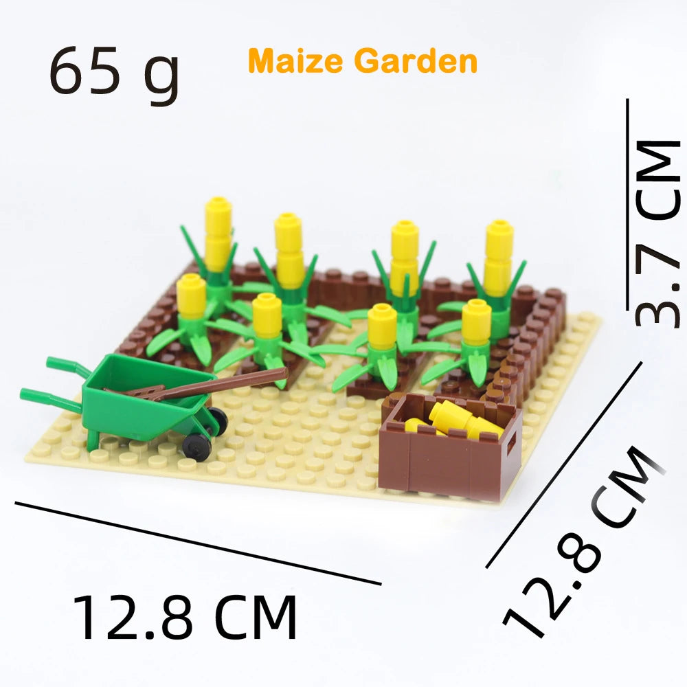 MOC Farm Bricks Vegetable Garden Pumpkin Grape Farm Crop Plant Orchard Builing Blocks Micro Landscape Rose Flower Kids Gifts Toy