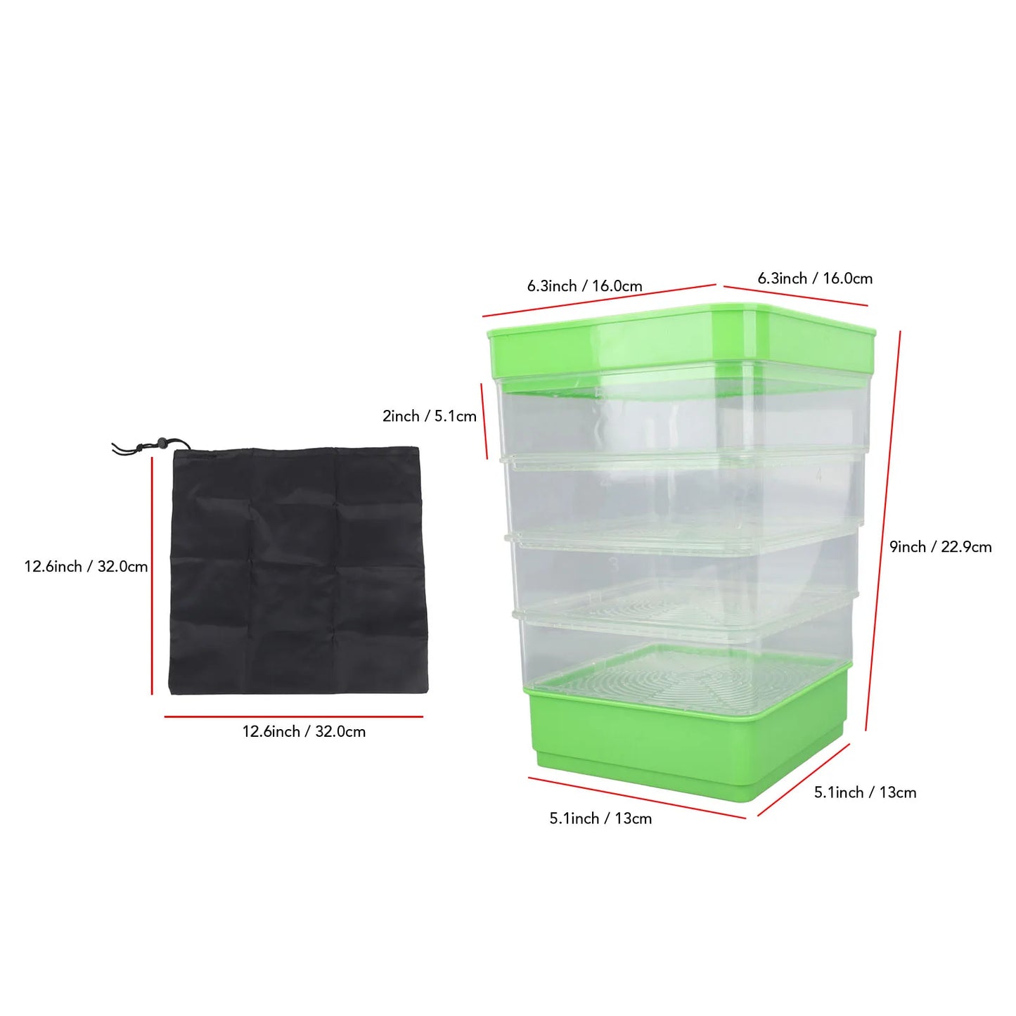 Stackable Sprouter Kit Plant Grow Trays Easy To Observe Plastic Multipurpose Long Lifespan Space Saving for Bean Sprouts