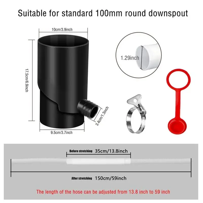 FAST-Rainwater Collection Kit UV Resistant Weatherproof Rain Barrel Diverter Kit Portable Rain Barrels To Collect Rainwater