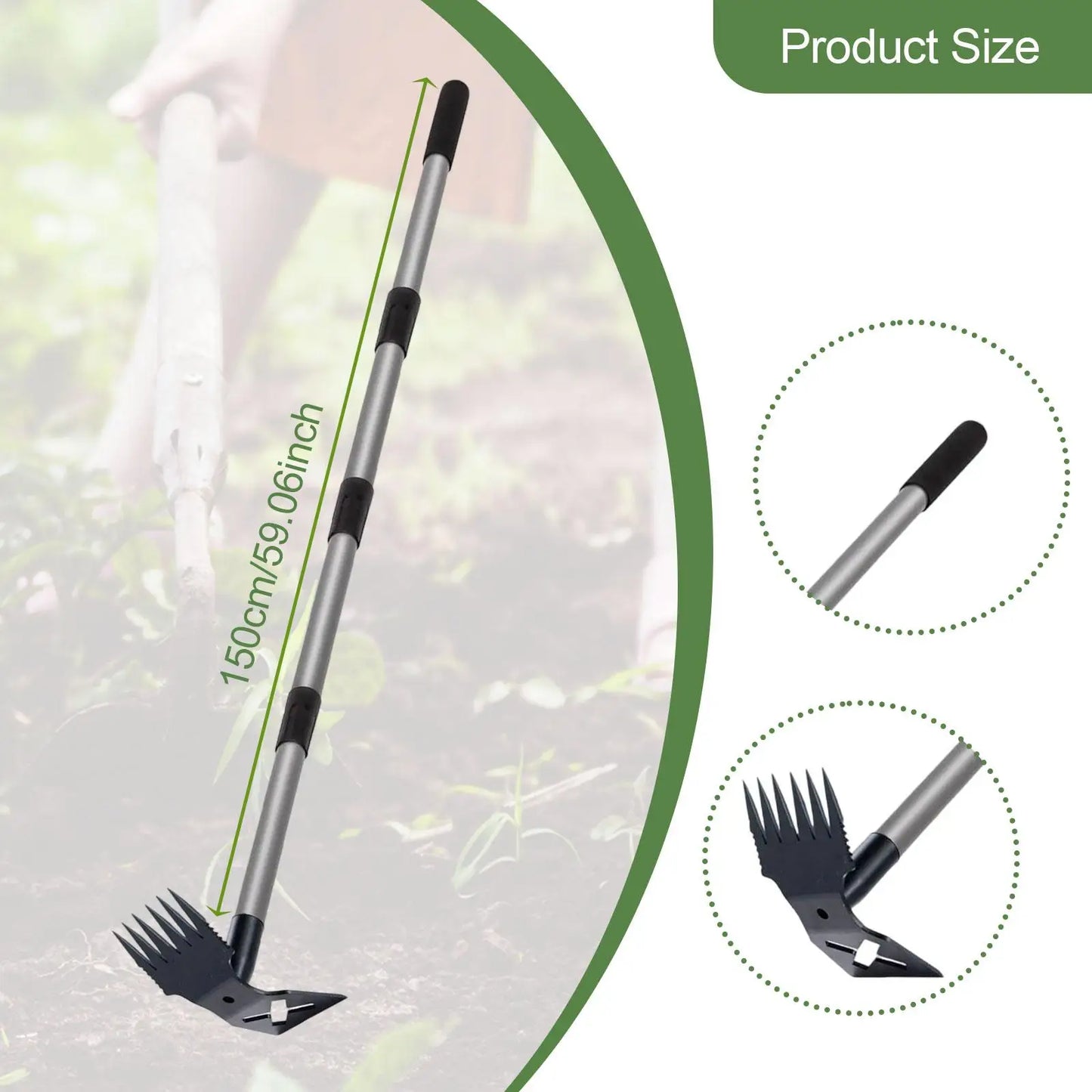 Gardening Garden Hoe Weeding Rake Manual Weeder Tool Easy Assembly Ergonomic Weeds Remover for Soil Loosening Farm