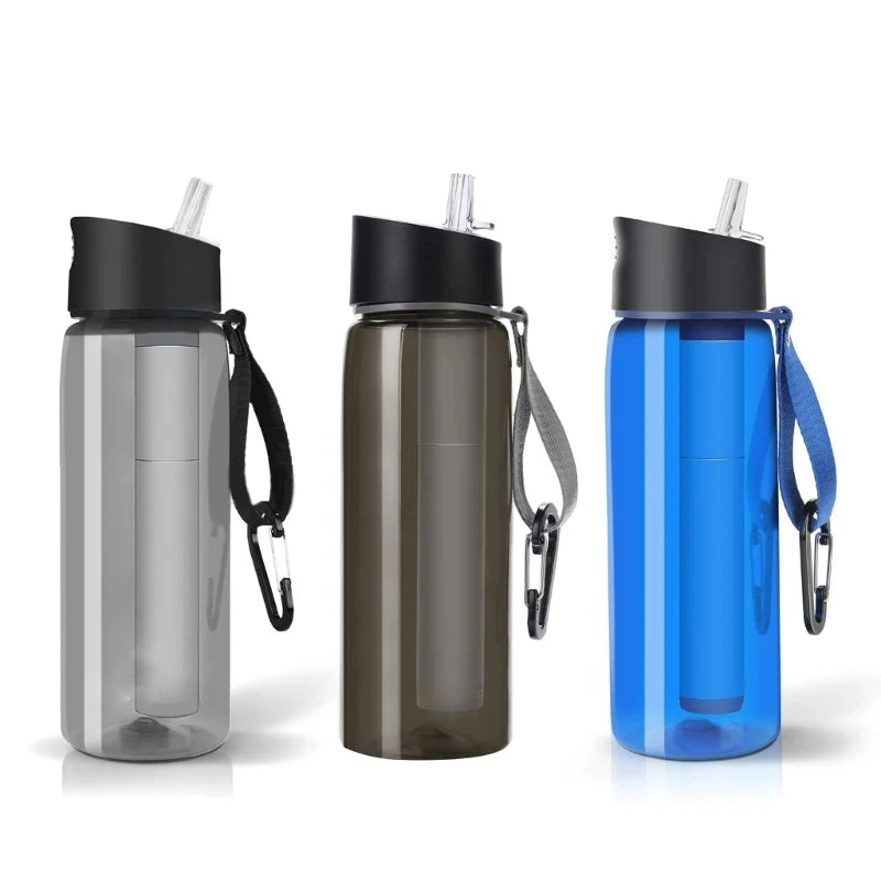 Water Purifier Bottle Water Kettles with Filter Survival Emergency Outdoor Camping Sports Water Filter Filtration
