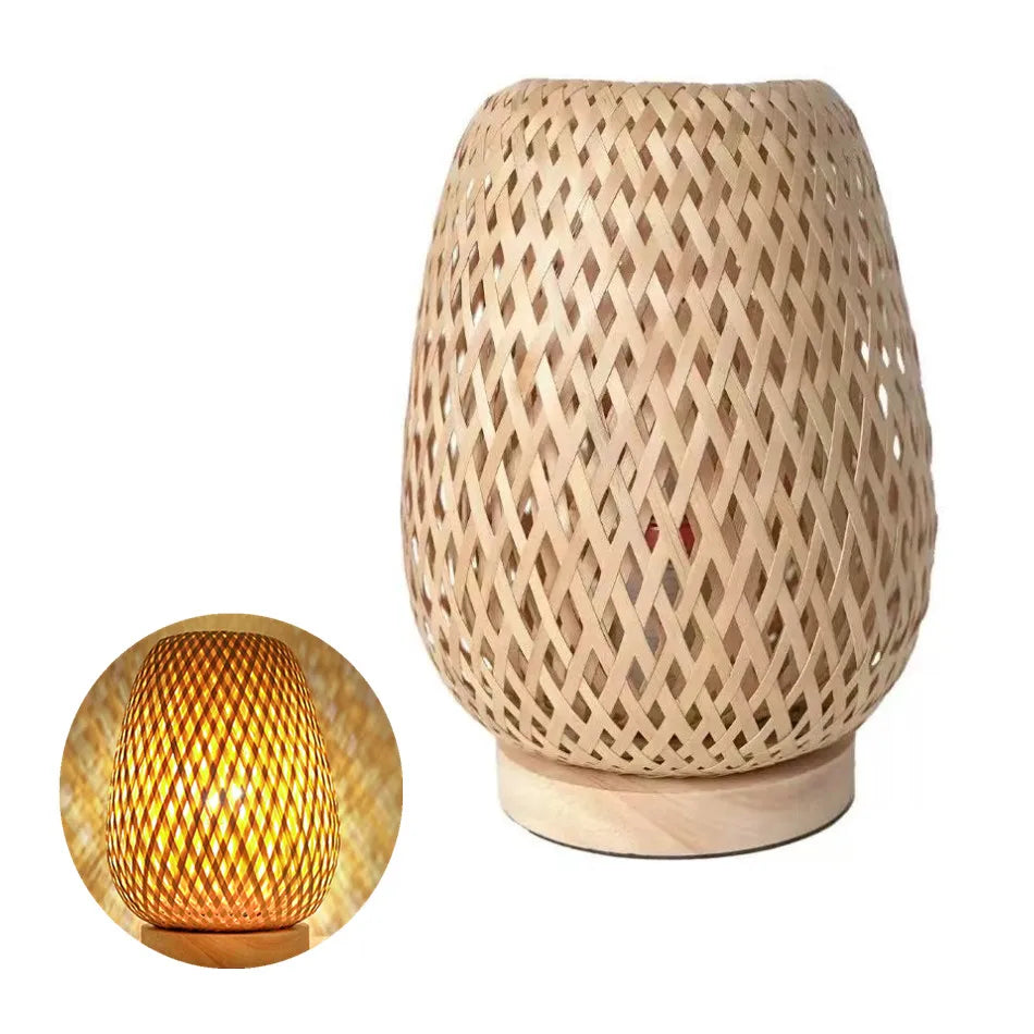Bamboo Woven ProductsSimple Bedroom Study Table Lamp Bedside Table Lamp Bamboo art Warm Decoration Desktop Japanese Lamp