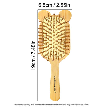 Bamboo Hair Brush - Natural Wooden Anti-Static Comb & Scalp Massager, Air Cushion Design for Detangling (Women/Men)
