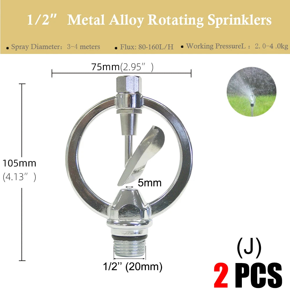 Garden Watering System Stainless Steel Tripod Impact Sprinklers Kit for Farmland Plants Flower 360 Degree Automatic Irrigation