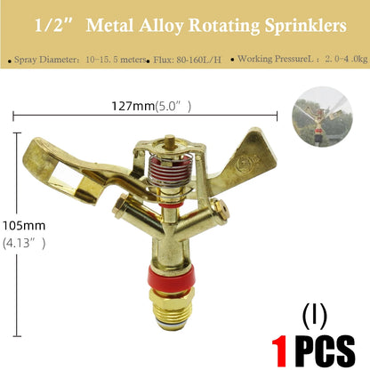 Garden Watering System Stainless Steel Tripod Impact Sprinklers Kit for Farmland Plants Flower 360 Degree Automatic Irrigation