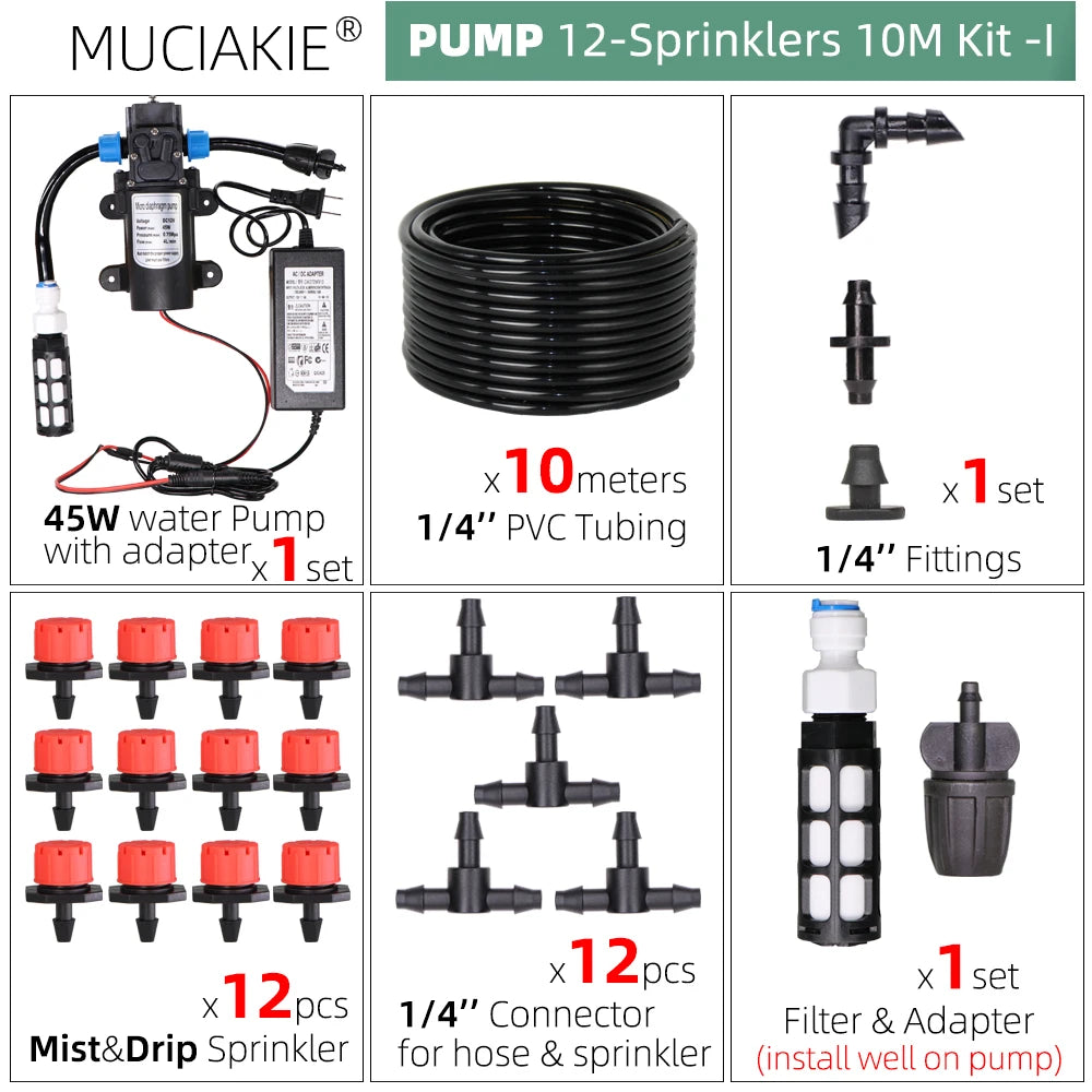 MUCIAKIE 50M-5M DIY Drip Irrigation System Automatic Watering Garden Hose Micro Drip Watering Kits with Adjustable Drippers