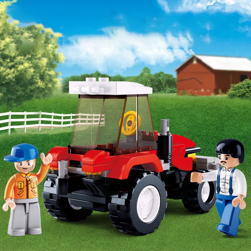 2021 Cartoon Creative Farm Series Farmer Tractor Building Bocks City Classic Educational Toys For Children Kids Birthday Gifts