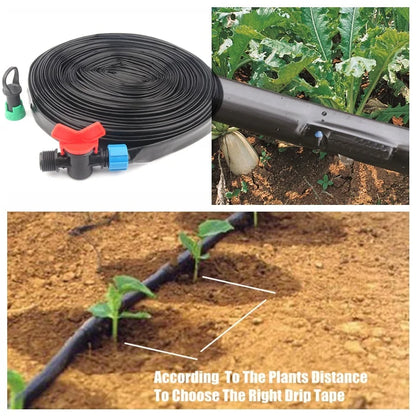 5~50m Drip Irrigation System Rain Drip Tape Farm Greenhouse Home Garden Plants Trickle Irrigation Drip Hose Emitter Inside