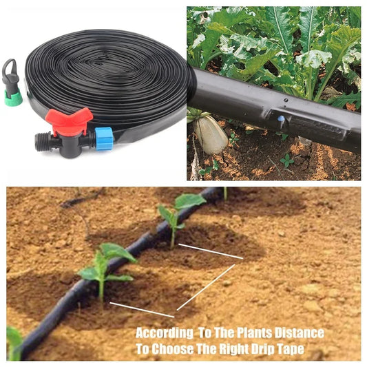 5~50m Drip Irrigation System Rain Drip Tape Farm Greenhouse Home Garden Plants Trickle Irrigation Drip Hose Emitter Inside