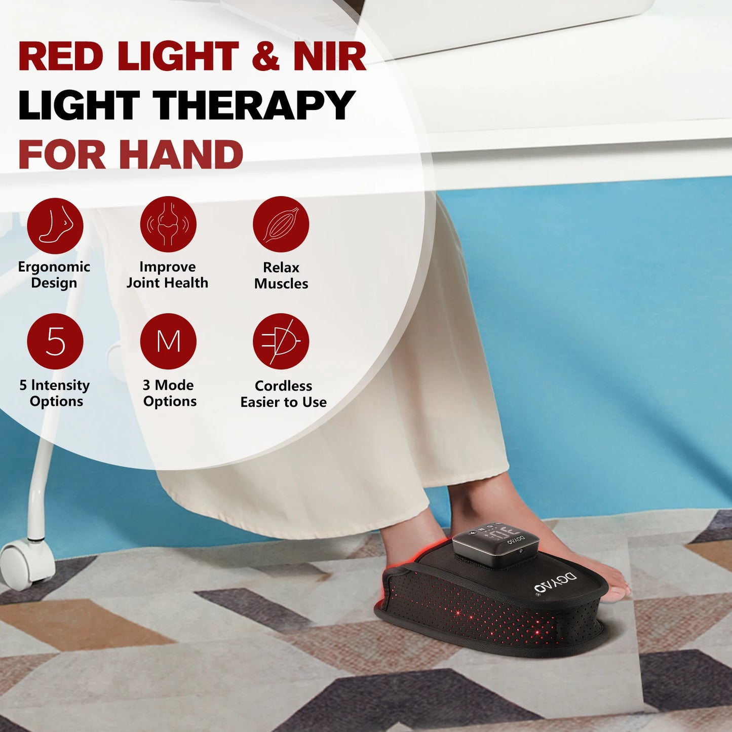 DGYAO Cordless Homeuse Red Light Therapy Slipper for Foot Pain