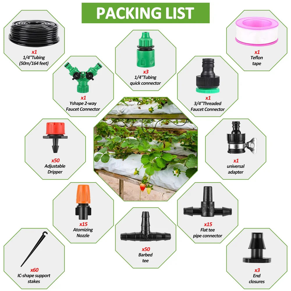 Garden Watering System 50M Drip Irrigation System Kits 4/7mm Blank Distribution Tubing Hose Automatic Irrigation Equipment
