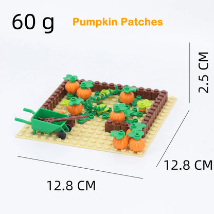 MOC Farm Bricks Vegetable Garden Pumpkin Grape Farm Crop Plant Orchard Builing Blocks Micro Landscape Rose Flower Kids Gifts Toy