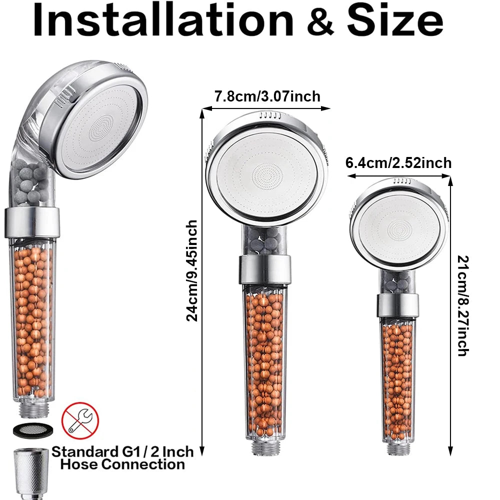 1pc Filtered Shower Head ABS High Pressure Water Saving Spray Handheld Clear Showerheads with With Filter Beads for Bathroom