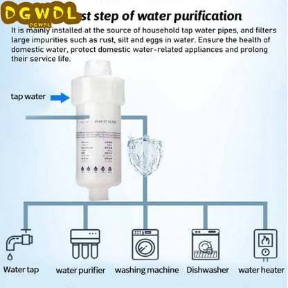 5'' PRE FILTER Water Filter Cartridge Washing Machine Filter with Adapter Bathroom Water Heater Toilet Household Purifier