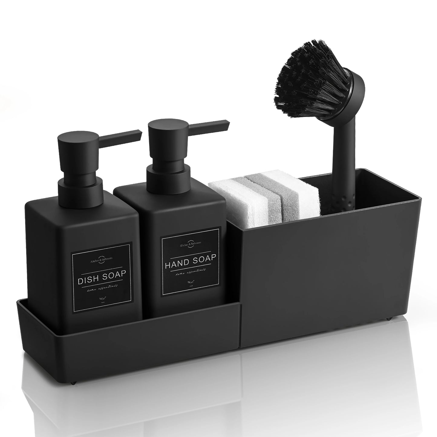 Distributeur automatique de savon cuisine - porte-éponge inclus