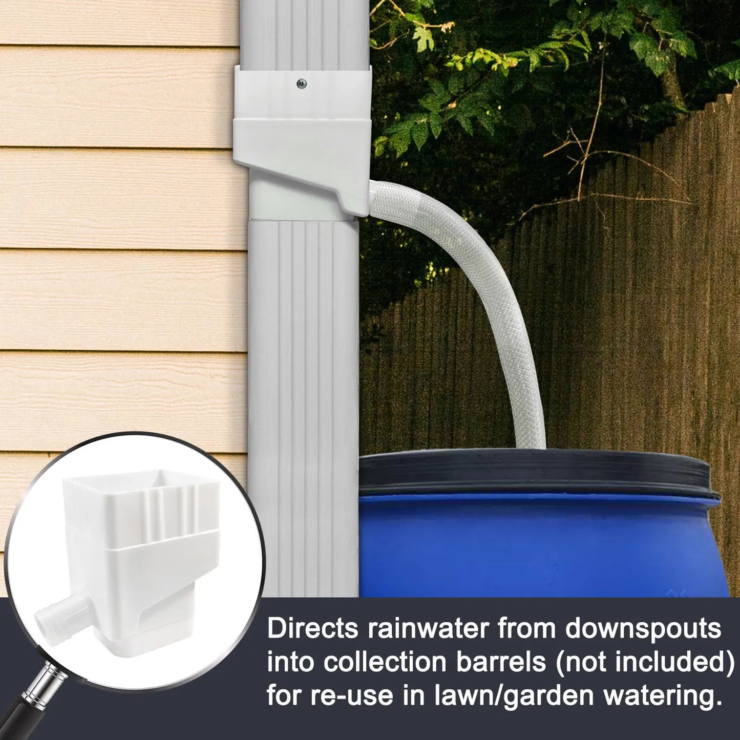 Rainwater Collection System Professional UV Resistant Downspout Diverter Kit for Outdoor Garden Lawn Rain Water Diverter Kit