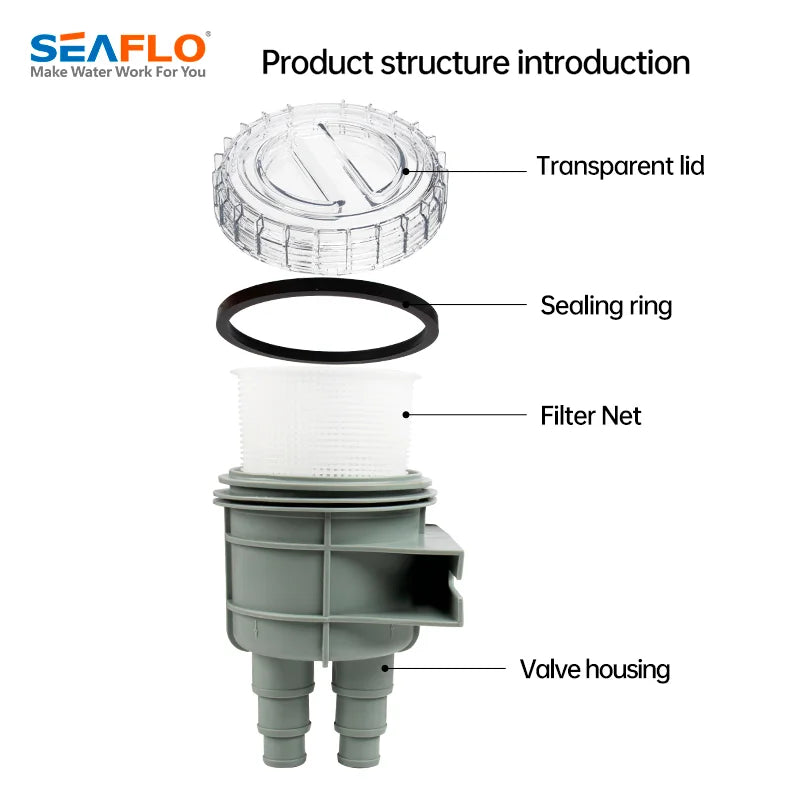 Durable Mini Raw Liquid Strainer Portable Sea Water Filter Kayak Accessories Marine Intake Engine Cleaner Cooling