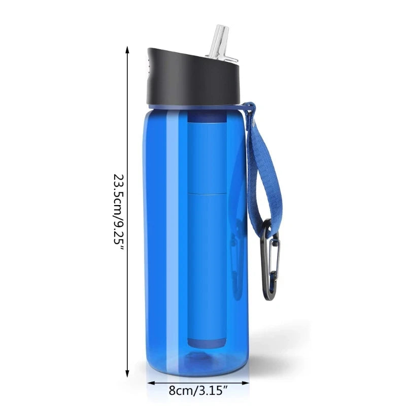 Water Purifier Bottle Water Kettles with Filter Survival Emergency Outdoor Camping Sports Water Filter Filtration