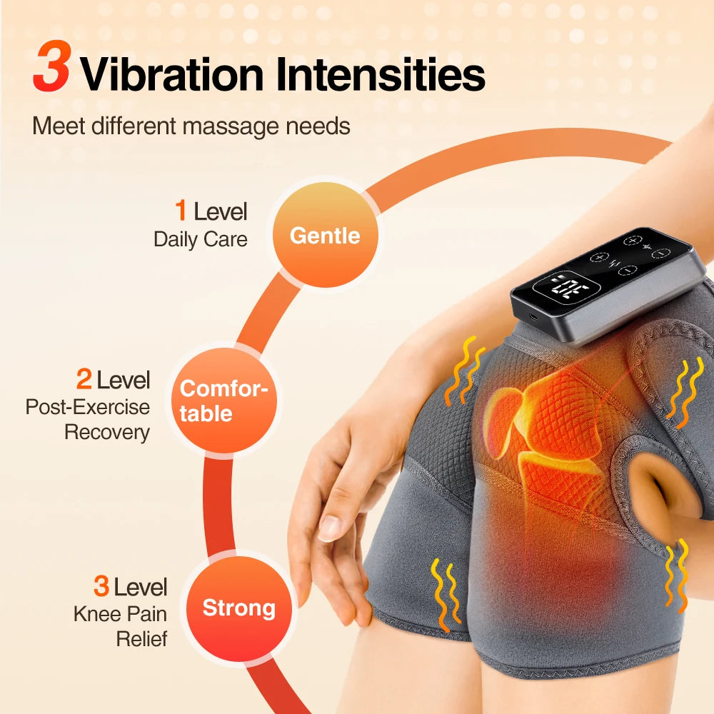 Electric Knee Massager 3 Vibrations 5 Levels Hot Compress Shoulder Elbow Massage Knee Support Brace Knee Protection Health Care
