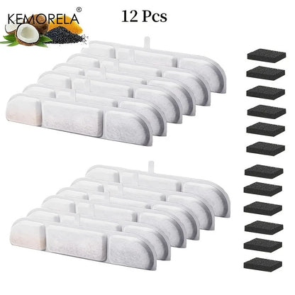 6/12PCS Cat Water Fountain Filters Replacement - with Activated Carbon Fit for Most Waterer Clean Drinking Water for Cats Dog