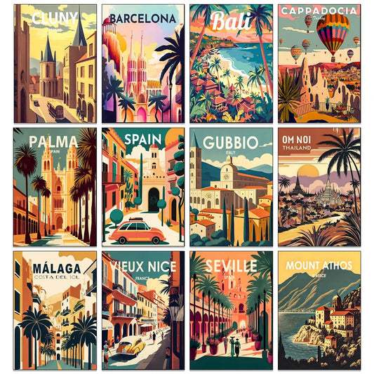 Urban Architecture Diamond Painting Kit Morocco Spain Street View DIY Full Round Mosaic Embroidery Home Decoration for Beginners