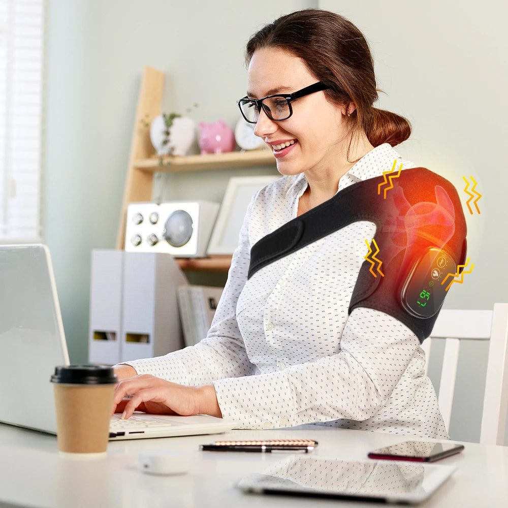 Electric Knee Massager 3-in-1 Heated Vibration 3 Gear Temperature Elbow Shoulder Protector Hot Compress Protective Belt USB Char