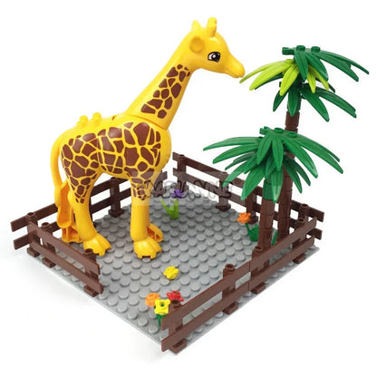 Marumine MOC Bricks Farm Animals Building Blocks Model Kit with Panda Chicken Cow Rabbit Trees Plant Construction Set Kids Toys