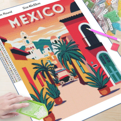 Urban Architecture Diamond Painting Kit Morocco Spain Street View DIY Full Round Mosaic Embroidery Home Decoration for Beginners