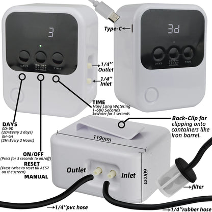 Solar Automatic Drip Irrigation System Kit for Garden Balcony Indoor DIY Gardening Water Plant Watering System w/ Anti-Siphon