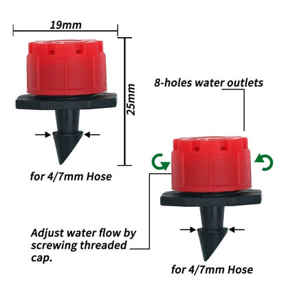Garden 1/4'' Drip Irrigation Kit Automatic Watering System Nozzles for Farmland Bonsai Plant Flower Vegetable Greenhouse