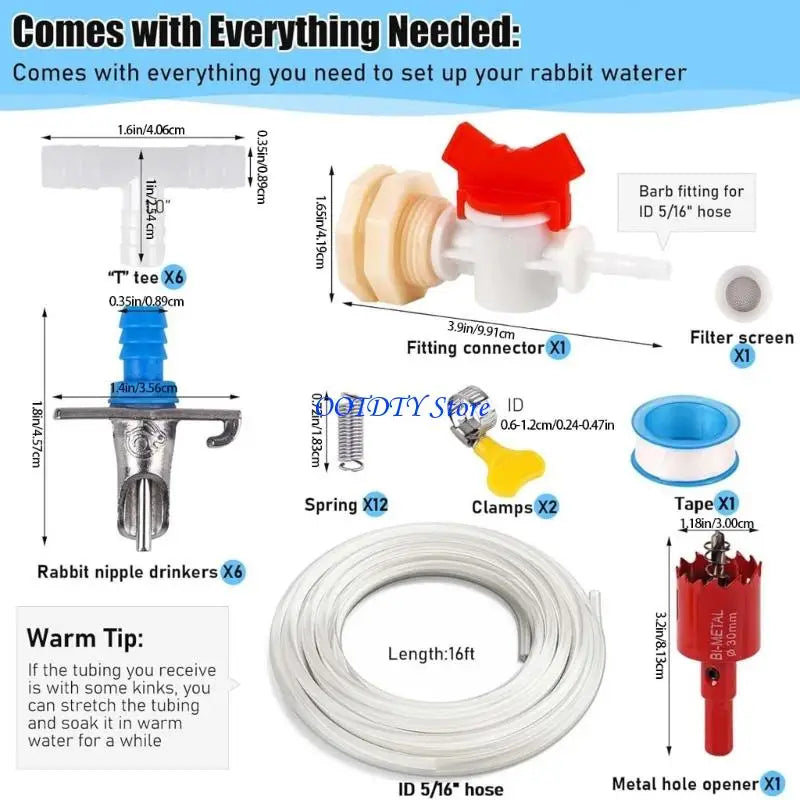 367A Rabbit Hutch Watering Kits Duckbill Nipples Drinker Spring Load Drinker Kits