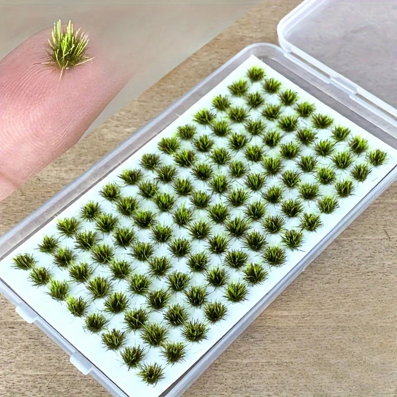 104pcs/pack Static Grass Tuft, Model Grass Tufts Terrain Model Kit Static Scenery Model Miniature Shrubs Bushes for Train Landsc