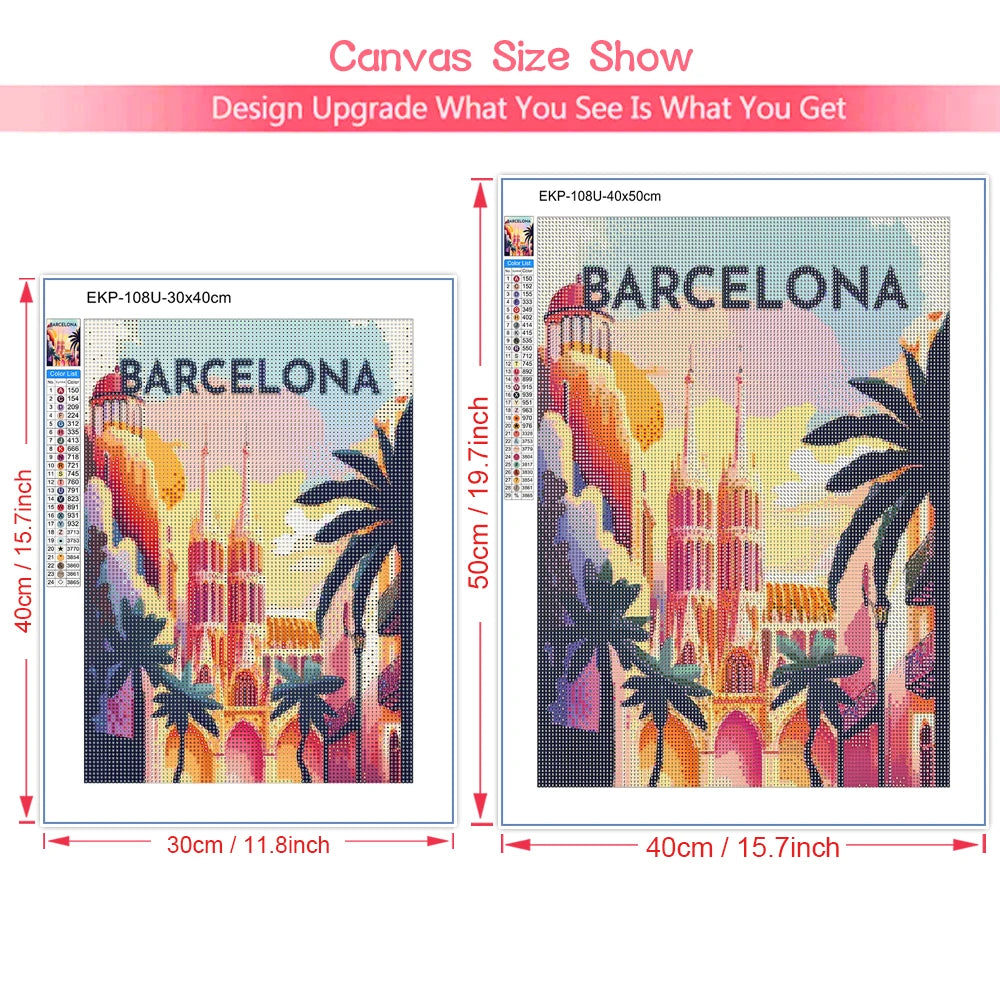 Urban Architecture Diamond Painting Kit Morocco Spain Street View DIY Full Round Mosaic Embroidery Home Decoration for Beginners