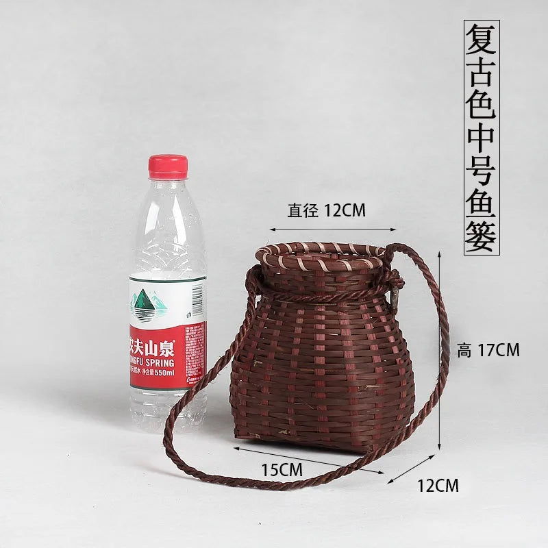 Bamboo Woven Basket Tea Picking, Fishing, and Storage Basket | Decorative Prop for Dance Performances & Children's