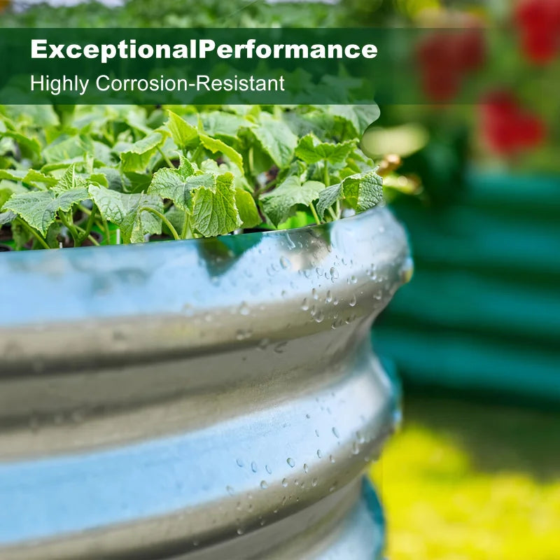 [Galvanized Raised Garden Bed] 1-Pack Land Guard Galvanized Raised Garden Bed Kit - Oval Large Metal Planter Garden Boxes for