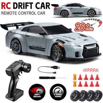 RC Drift Car 1:24 Remote Control Car for Kid 20KM/H 4WD High Speed RC Car with LED Lights Extra Drifting Tires Vehicle for Adult