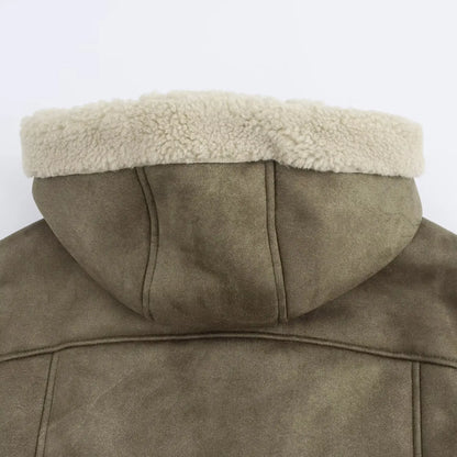 MUJER Double Face Hooded Jackets for Women Zip Padded Plush Jacket Women Outerwear Winter Coat Female Long Sleeve Women's Jacket