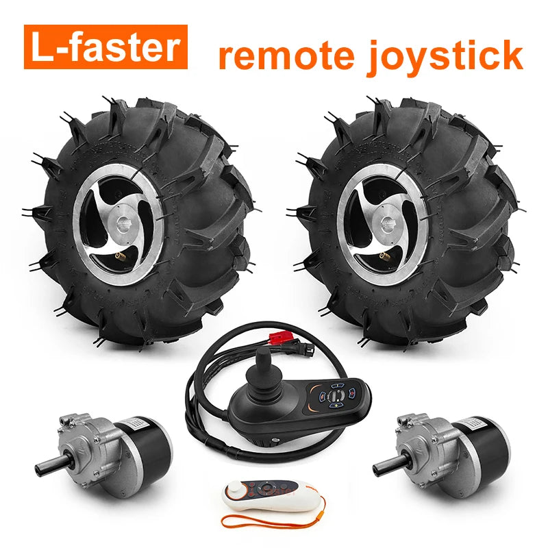 Dual Drive Motor Wheel Kit for Electric Agricultural Tool, Garden Farm, Hand Cart, L-faster, 10 Inch Tire, 24V, 500W 700W