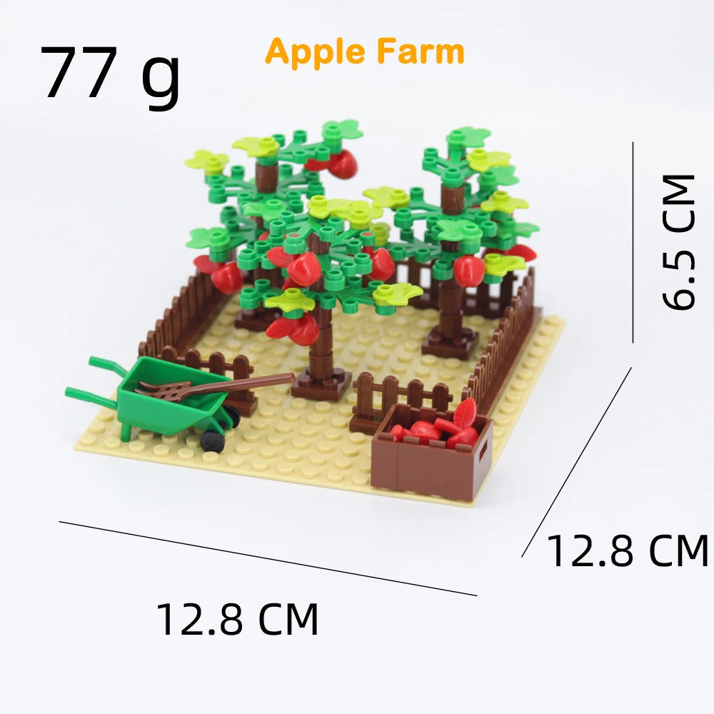 MOC Farm Bricks Vegetable Garden Pumpkin Grape Farm Crop Plant Orchard Builing Blocks Micro Landscape Rose Flower Kids Gifts Toy