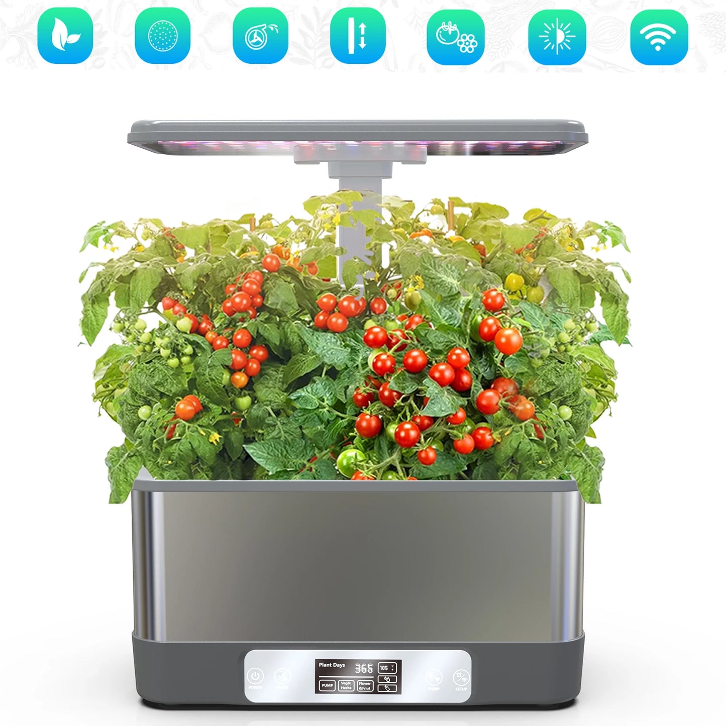 Hydroponics Growing System kit,APP&WIFI Indoor Smart Herbs Garden with LED Growth Lights,Automatic Water Pump,Remote Timer