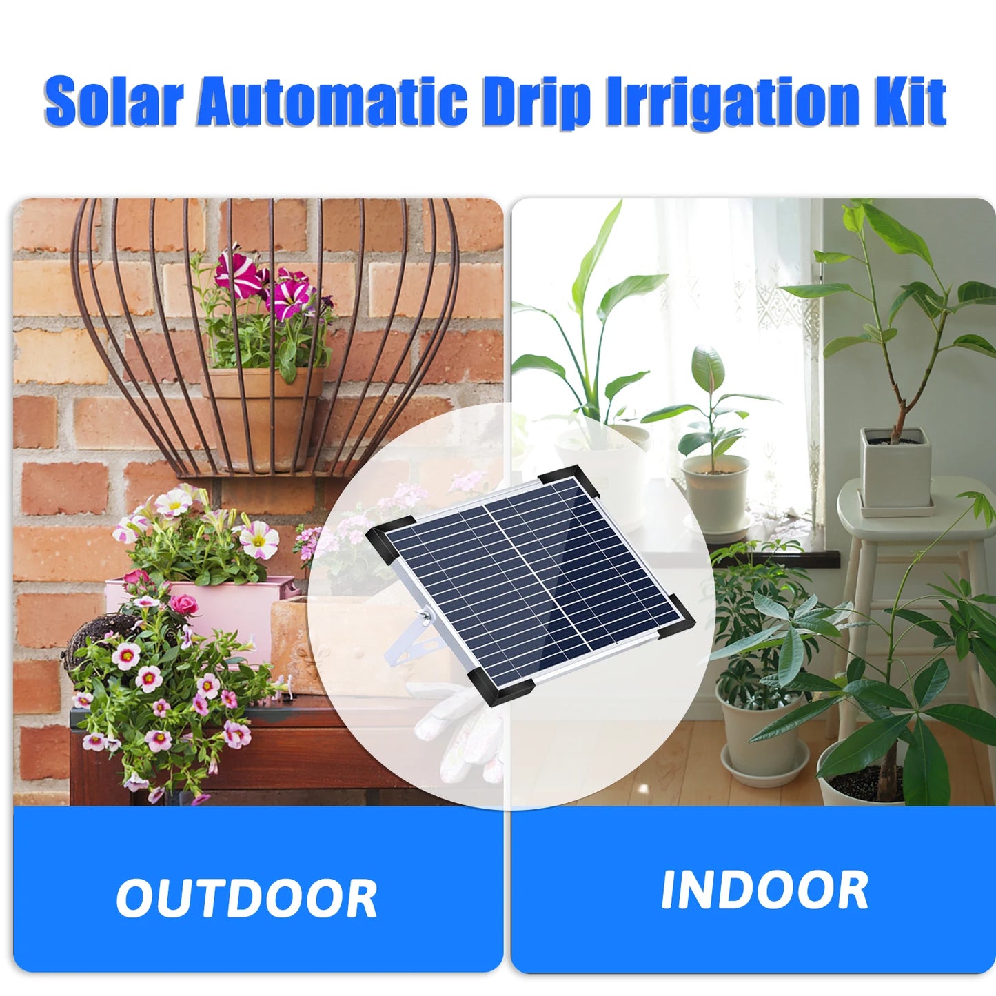 Solar Automatic Drip Irrigation Kit 30 Watering Modes 7 Timing Modes 32.8FT Automatic Watering Irrigation System for 50 Plants