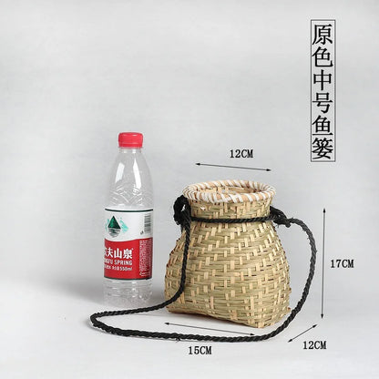 Bamboo Woven Basket Tea Picking, Fishing, and Storage Basket | Decorative Prop for Dance Performances & Children's