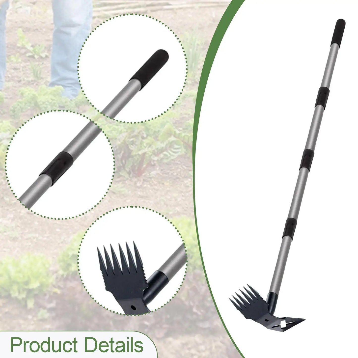 Gardening Garden Hoe Weeding Rake Manual Weeder Tool Easy Assembly Ergonomic Weeds Remover for Soil Loosening Farm