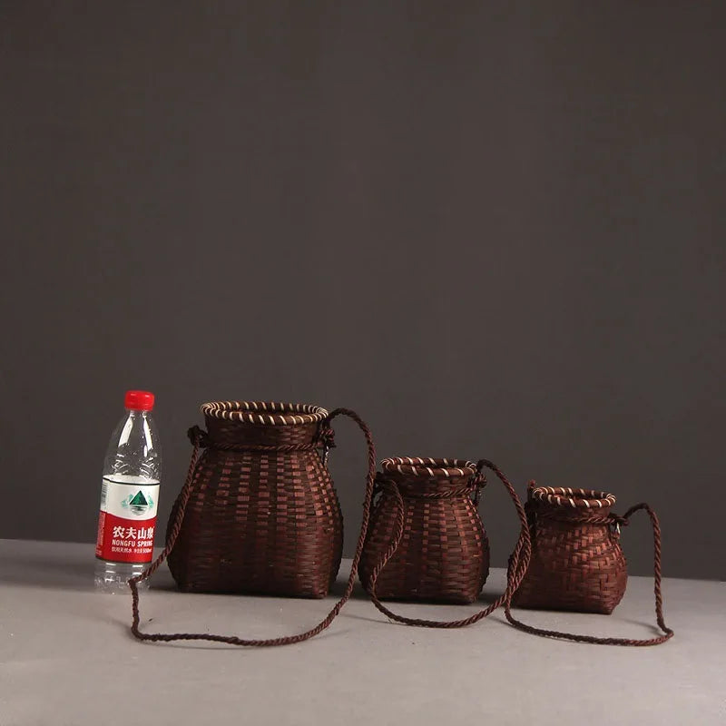 Bamboo Woven Basket Tea Picking, Fishing, and Storage Basket | Decorative Prop for Dance Performances & Children's