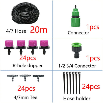 50M-5M DIY Drip Irrigation System Automatic Watering Garden Hose Micro Drip Watering Kits with Adjustable Drippers